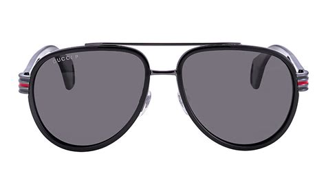 gucci gg0447s 004|Black Acetate Aviator Sunglasses With Grey Polarized Lens .